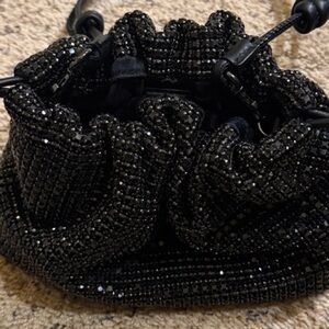 Glitter Dumpling Weighty Black Crystal Encrusted evening Bag MUST SEE